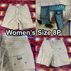 Lauren Ralph Lauren Shorts Women’s Size 8P Petite Beige Khaki Pleated Preppy