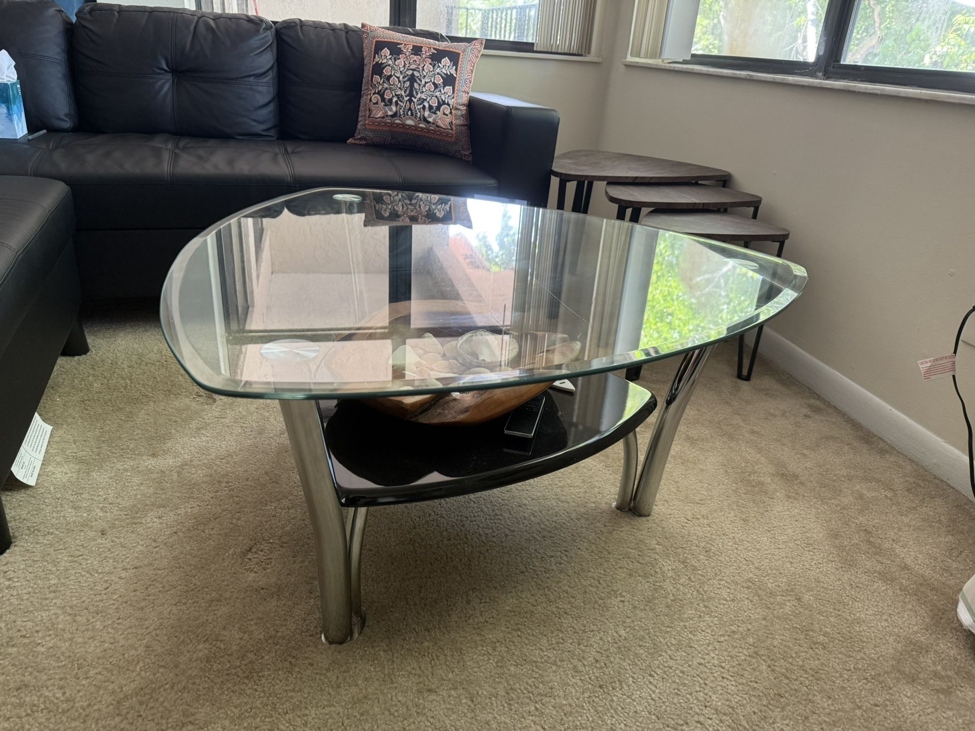 Glass Coffee Table - Modern Triangle Shape