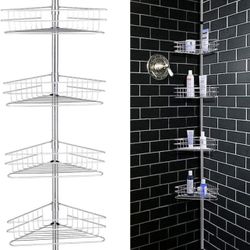 4 Layer Shower Storage Holder, Rack Organizer Shampoo Tray Stand Organizer, Drill Free Shower Rack For Contain Shampoo, Soap, Conditioner, Body Wash, 