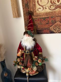 24” Fully Decorated Santa Use as Table Top or Tree Top