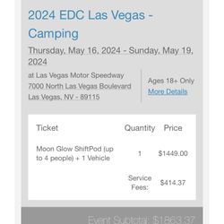 EDC VIP Ticket & Moon Glow Shift Pod Camping Pass