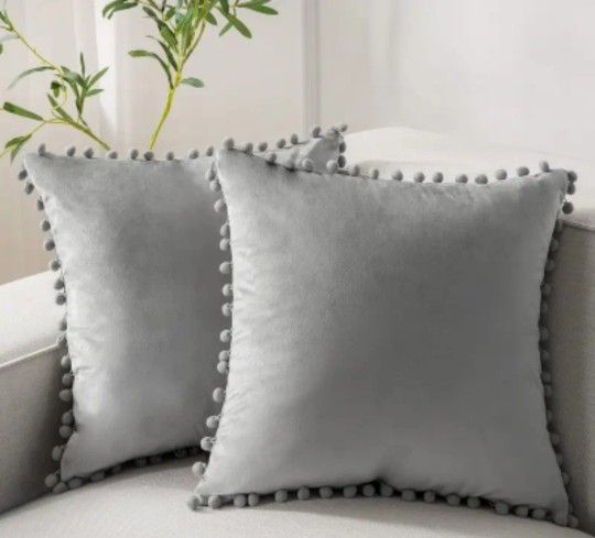 Pair Of Neutral Gray Pillow Covers 20x20 NEW