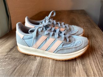 Adidas Cloudfoam light blue and soft pink athletic shoes size 6 youth