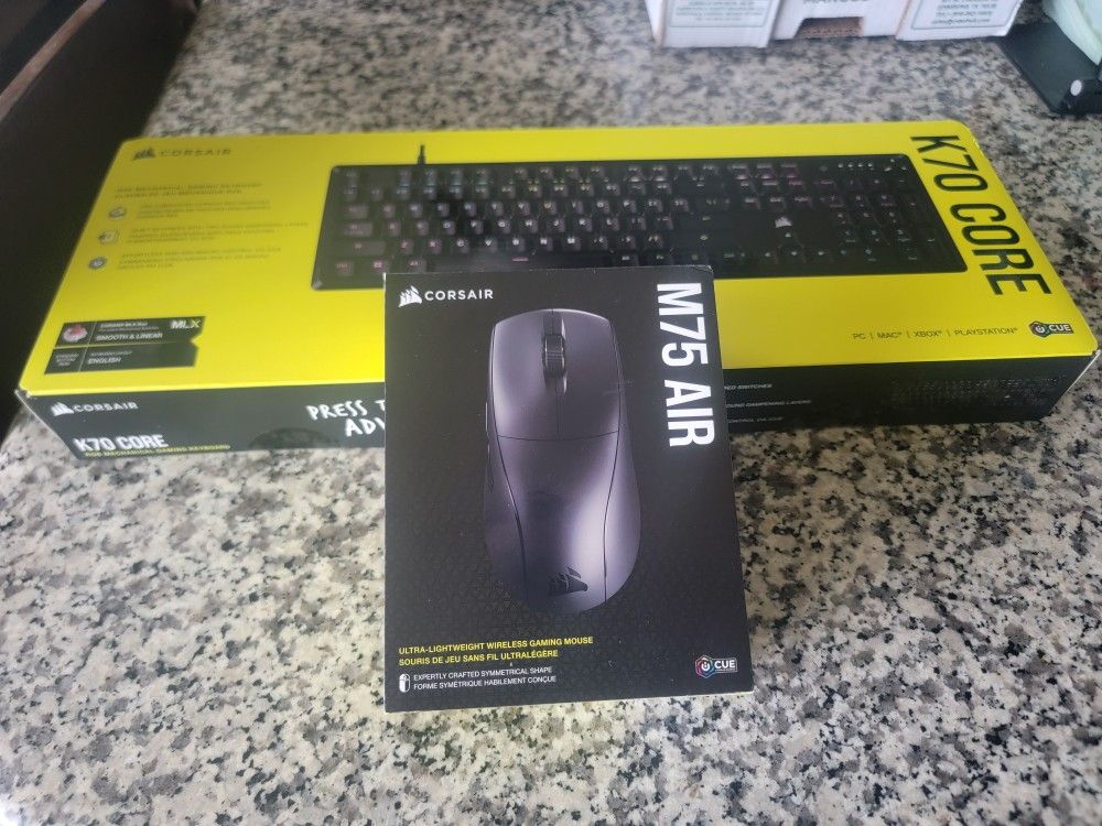 Brand New Corsair Combo Keyboard K70 Core And Mouse M75 Air Wireless