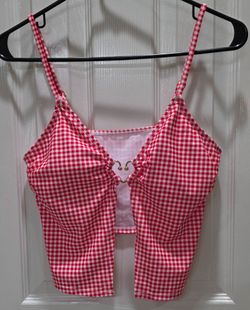 Women's Swimsuit Top, Red/White Plaid, New without Tag, Never Worn. Size M. No Boundaries.