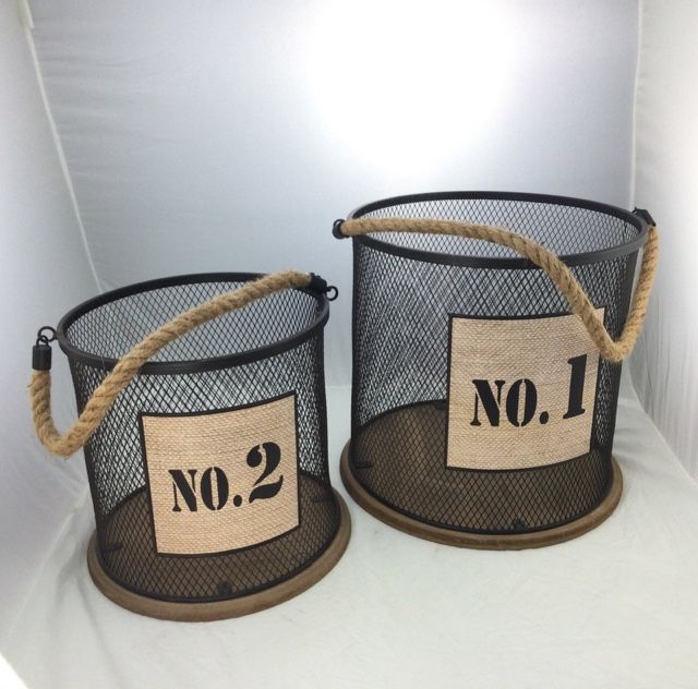 Industrial Style Storage Baskets Bins With Rope Handles