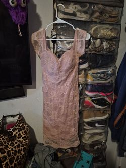 Pink lace cocktail dress