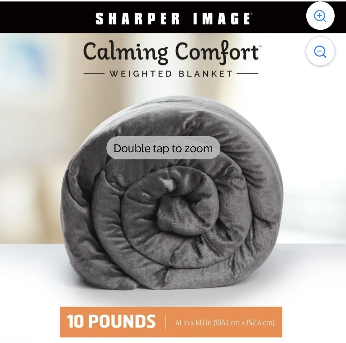 10lb Gray Weighted Blanket- 41”x60”, Sharper Image