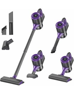 Cordless Vacuum Cleaner, Powerful Suction Vacuum Cleaners for Home, Stick Vacuum Cordless Rechargeable with LED Screen and 3-Speed Suction, Lightweigh