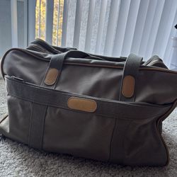 Vintage London Fog Luggage Double Handle Large Weekender Duffle Bag Kahki