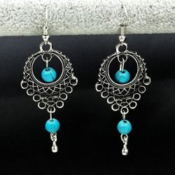 Turquoise Drop Bead Earrings