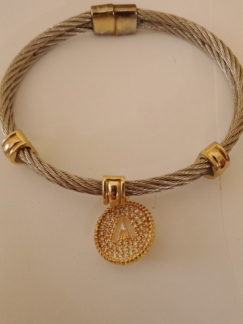 Nice Women's Bracelet, Monogrammed Charm "A"