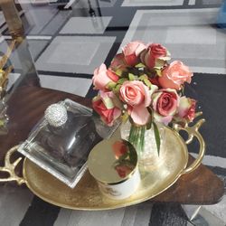 Home Decore/Tray Decor/ Tray With Candle,vase and Desert Serving Plate