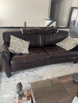 Italian leather couch & matching chaise chair