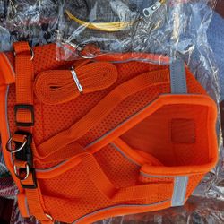 Dog Harness With Leash And Small Bag Gray