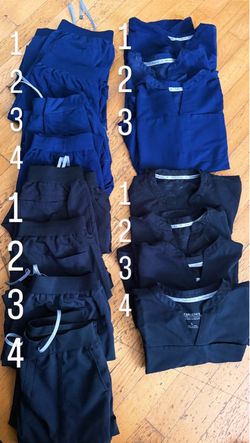 FABLETICS SCRUBS - 4 navy blue sets/ 4 black sets Size LARGE