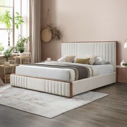 Ivory with oak bed frame fully slated brand new in box firm price $560 King $620