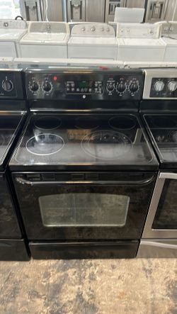 GE Electric Stove Black Glass Top