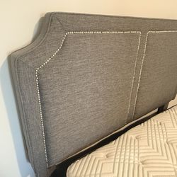 Gray Queen Fabric Headboard