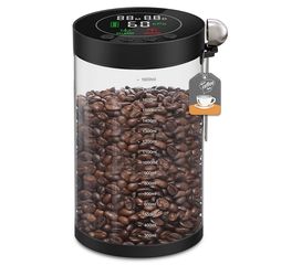 Electric Vacuum Coffee Canister, 2.0L Glass Airtight Food Storage Containers with Smart Pressure Sensor, Automatic Coffee Bean Container Rechargeable 
