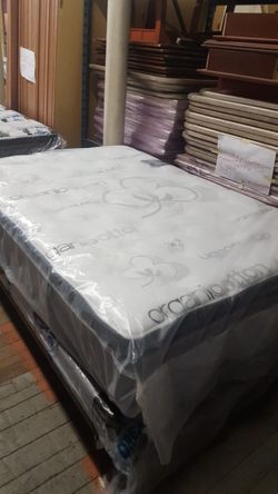 Brand new organic double sided PILLOW top mattress and matching box spring set