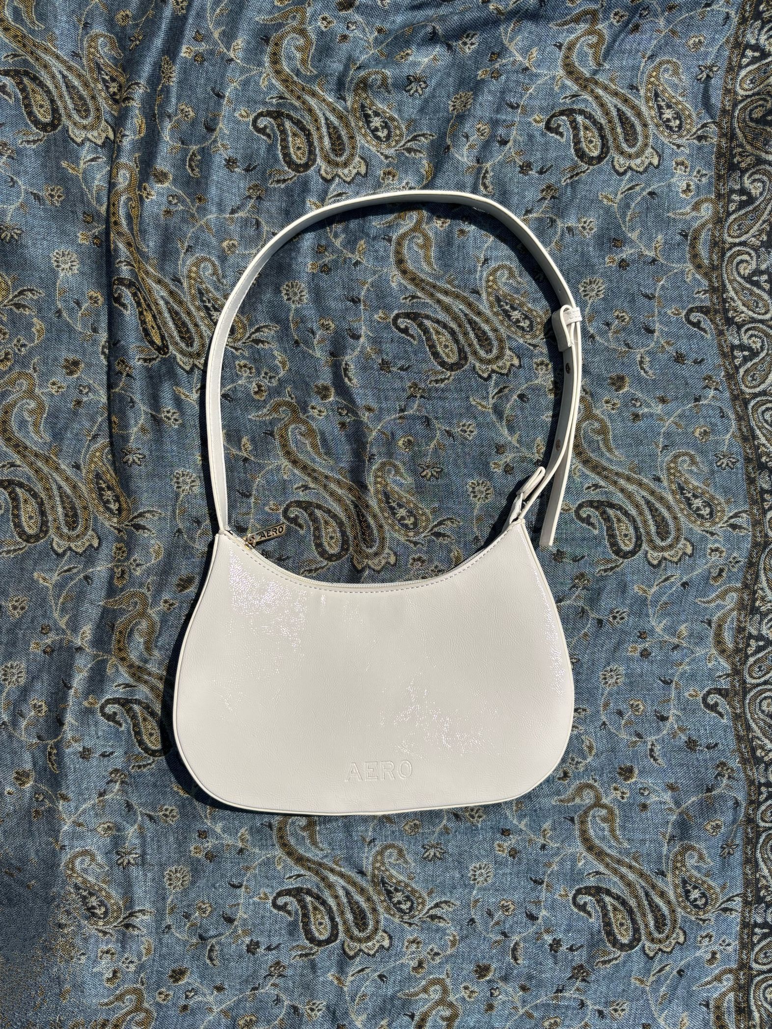 AERO Faux Leather White Shoulder Bag 