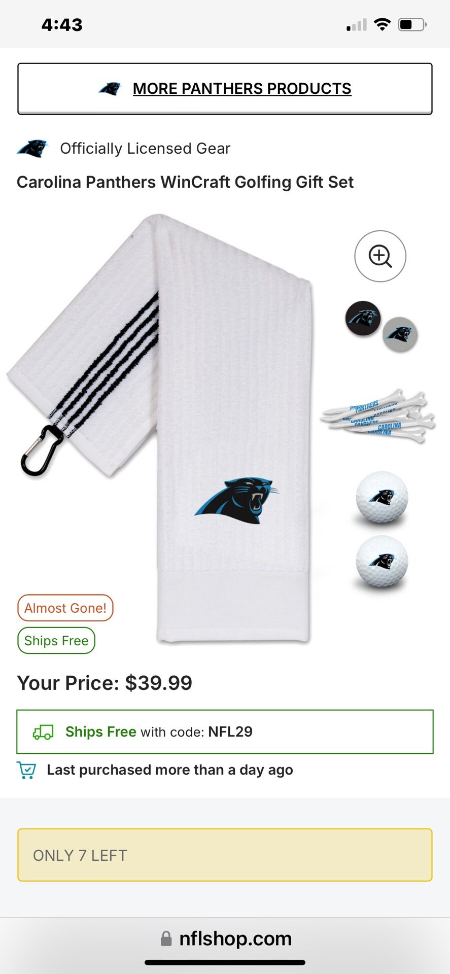 Carolina Panthers Golfing Gift Set