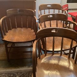 Five Oak Captains Chairs