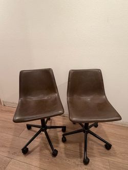 Set of 2 Brown Leather Office Chairs