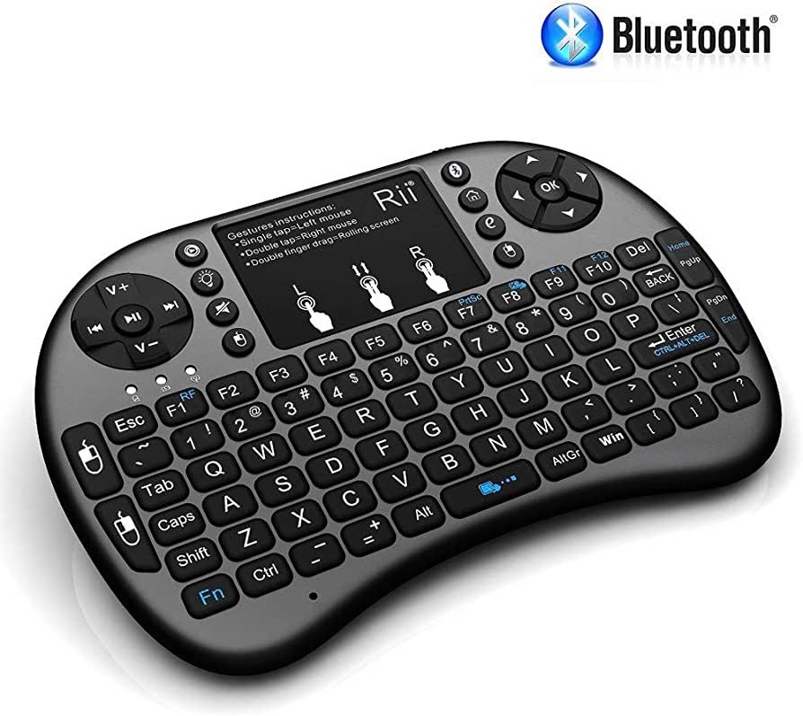 Rii i8+ Mini Bluetooth Keyboard with Touchpad&QWERTY Keyboard, Backlit Portable Wireless Keyboard for Smartphones laptop/PC/Tablets/Windows/Mac/TV/Xb
