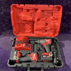 🧰🛠Milwaukee M18 FUEL Brushless Hammer Drill/Impact Driver Kit w/(1)4.0Ah&(1)5.0Ah Battery/Charger/Case-$285!🧰🛠