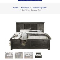 King Size farmhouse Style Bed With Storage 