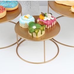 Set of 3 Metal Cake Stand, Gold Round Cupcake Holder for