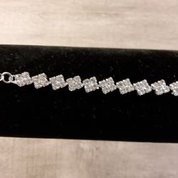 Diamond Liike Bracelet Silver Plated  .      Size . 11" .    