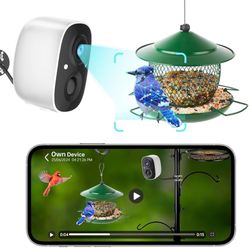 Bird Feeder Camera Solar Powered, Auto Capture Bird Videos & Arrival Alerts, Smart Bird Camera with Coolfly App, Outdoor Bird Cam for Any Backyard Fee