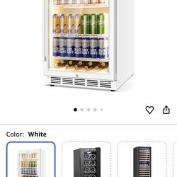 24 Inch Beverage Refrigerator with Glass Door, Undercounter Beverage Fridge 200 Cans Large Capacity, Beverage Cooler for Beer Soda with Reversible Doo