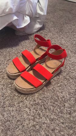 Red platform sandal