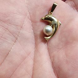 10k Gold Dolphin Ring And Pendant