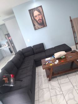 Sectional couch.