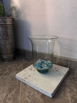 UNIQUE🌺HAND BLOWN🌺AQUA GLASS~Vase Decor