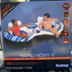  NEW IN BOX 2 Person River Tube Pool Float Raft w/ Built-in Cooler and Cup Holders and Center Console