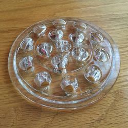 Vintage Large Domed Glass 16 Hole Flower Arrangement Vase Frog
