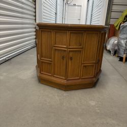 Vintage Solid Wood End Table With Storage Compartment