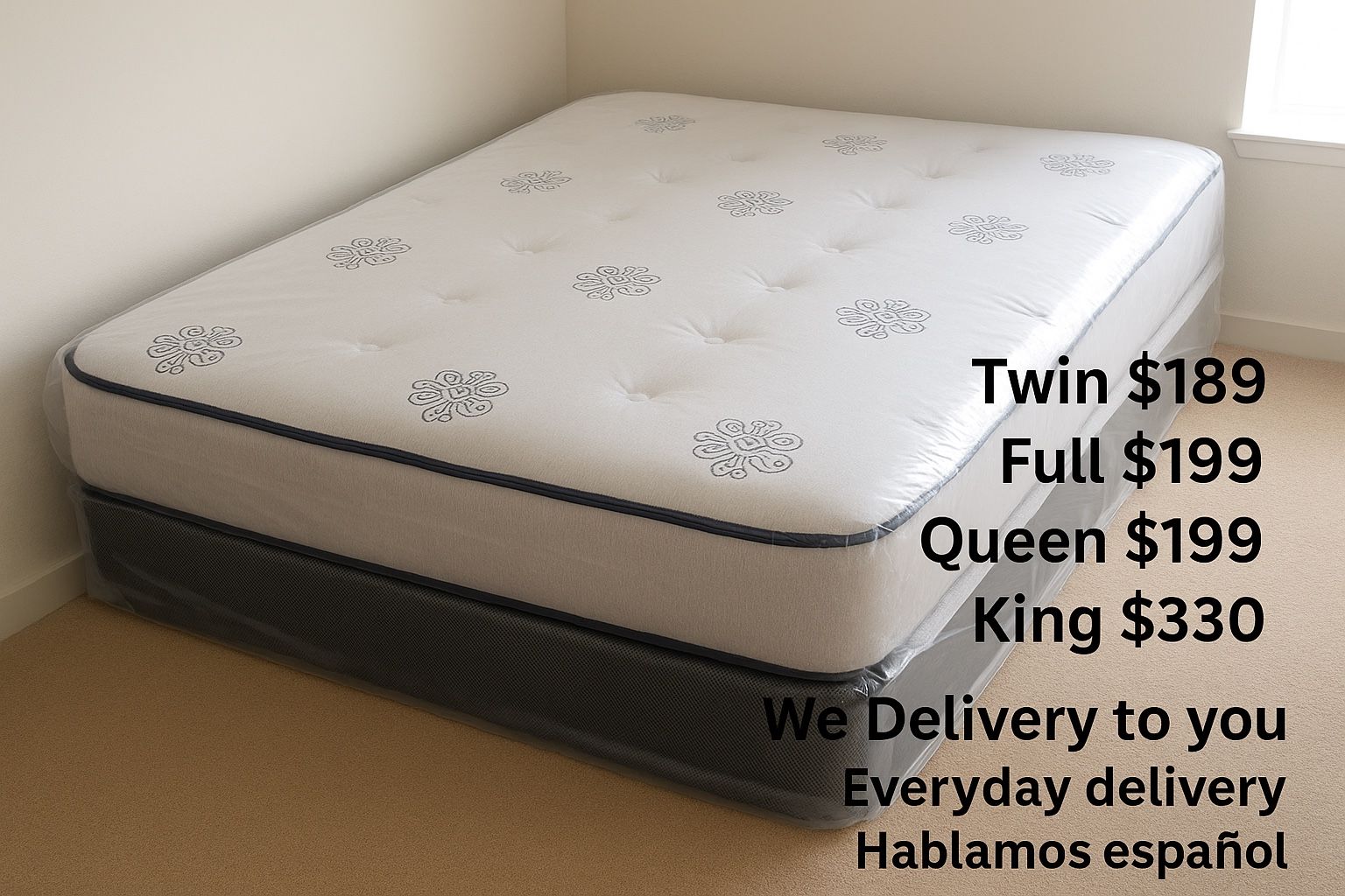 Queen Mattress Come With Free Box Spring - Same Day Delivery 