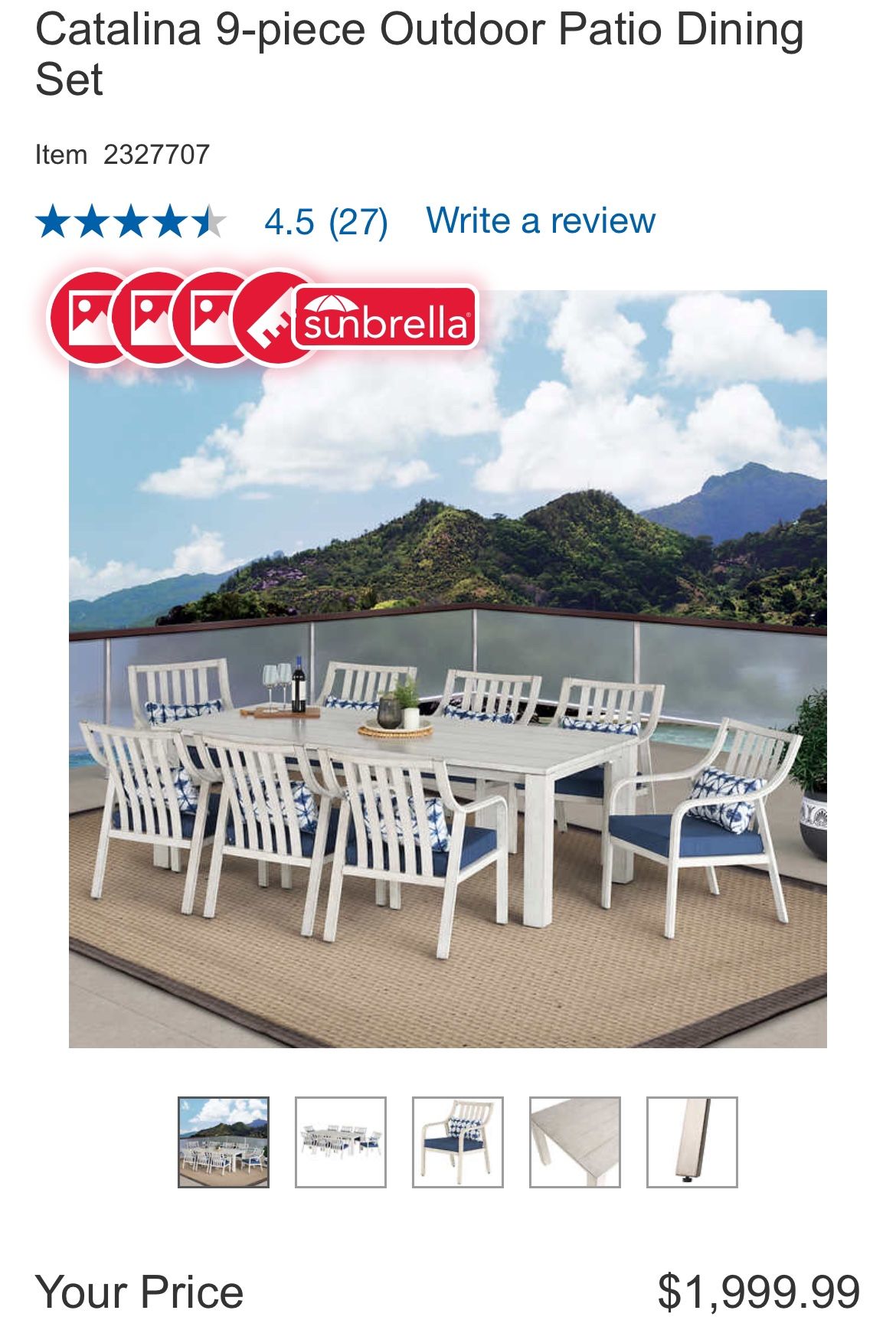 Catalina 9-piece Outdoor Patio Dining Set