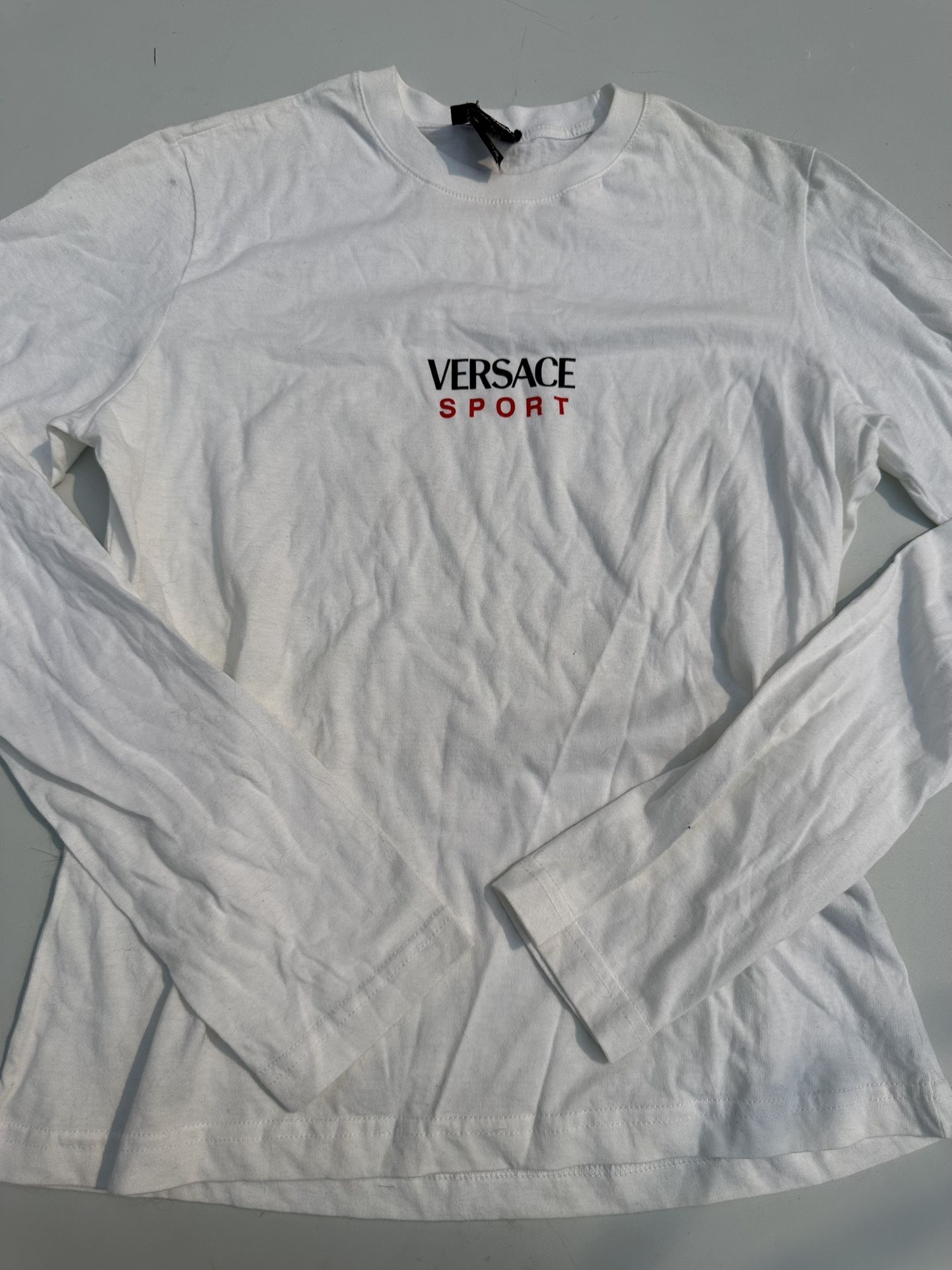 Vintage Versace Sport White Long Sleeve T Shirt Size XL