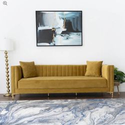 Clearance  Kendra Sofa 91" (Yellow Mustard Velvet