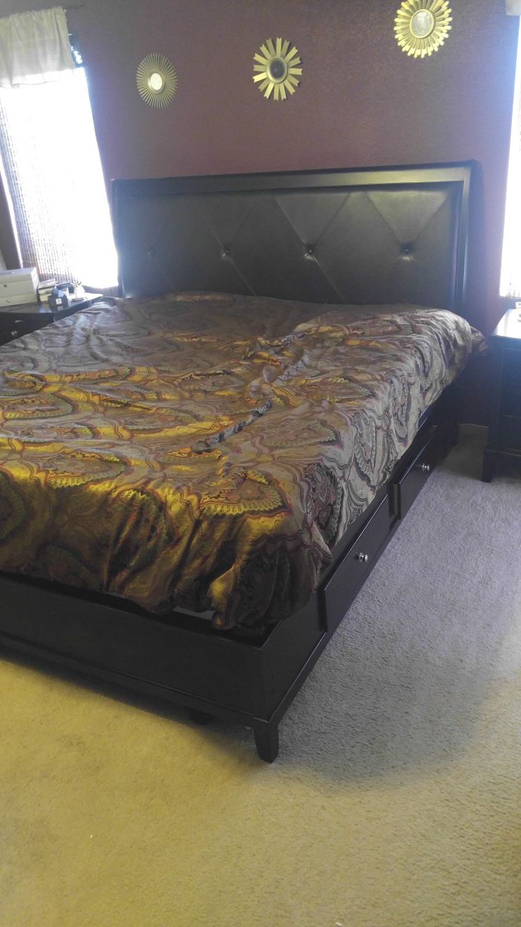 King Size Bed Frame with Drawers.