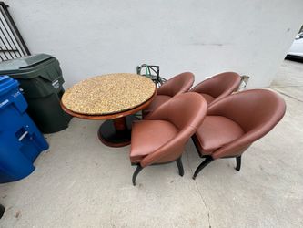 Granite round dining table and 4 chairs