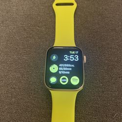 Apple Watch Series 4 GPS, 44mm Gold Aluminum Case, small/medium bands. Mint cond